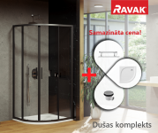 RAVAK  dušas komplekts BLSCP4-90 melns/Transparent ar Elipso Pro Flat paliktni 
