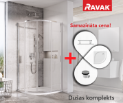RAVAK SET6 dušas komplekts BLSCP4-90 spīdīgs/Transparent ar Elipso Pro Flat paliktni 