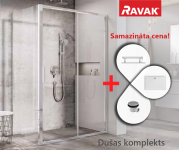 RAVAK dušas komplekts BLSDP2-120+BLSPS-90 spīdīgs/Transparent ar Gigant Pro paliktni 