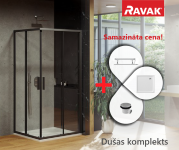 RAVAK SET11 dušas komplekts BLSRV2-90 melns/Transparent ar Perseus Pro Pro Flat paliktni 