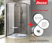 RAVAK dušas komplekts PSKK3-90 satīna/Transp ar Elipso Pro Flat paliktni 