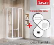 RAVAK dušas komplekts SKCP4-90 195 balts/Grape ar Elipso Pro Flat paliktni 