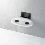 RAVAK OVO P II Opal/Black dušas sēdeklis balts/melns 35x41x13 B8F0000057 