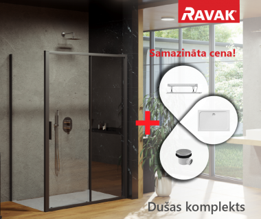 RAVAK dušas komplekts BLSDP2-100+BLSPS-80 melns/Transparent ar Gigant Pro paliktni 