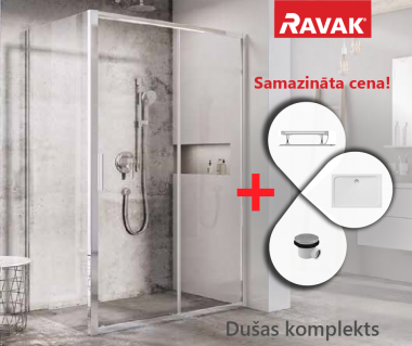 RAVAK SET14 dušas komplekts BLSDP2-120+BLSPS-90 spīdīgs/Transparent ar Gigant Pro paliktni 