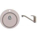 AQUASANITA CLARUS Virtuves izlietne Dn 505 SR100W ar TAP2561 jaucējkrānu beige 