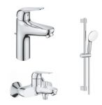 GROHE komplekts 1001780 - EUROECO izlietnes, vannas jaucējrāni un TEMPESTA 110 duša 