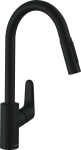 HANSGROHE Focus M41 240k jaucējrāns ar izvelkamu dušu melns matēts HG31815670 