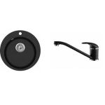 AQUASANITA CLARUS Virtuves izlietne Dn 505 SR100W ar TAP2561 jaucējkrānu black metal 