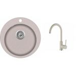 AQUASANITA CLARUS Virtuves izlietne Dn 505 SR100W ar TAP5523 jaucējkrānu beige 
