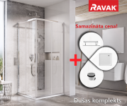 RAVAK SET8 dušas komplekts BLSRV2-80 spīdīgs/Transparent ar Perseus Pro Flat paliktni 