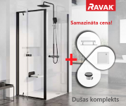 RAVAK SET19 dušas komplekts PDOP1-90+PPS-90 melns/Transparent ar Perseus Pro Pro Flat paliktni 