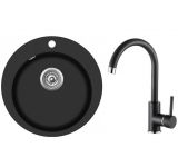 AQUASANITA CLARUS Virtuves izlietne Dn 505 SR100W ar TAP5523 jaucējkrānu black metal 