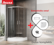 RAVAK SET2 dušas komplekts: XU1CP4-90 bright alu/Transparent ar Elipso Pro-90 Flat paliktni 