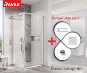 RAVAK SET10 dušas komplekts: BLSRV2-90 bright alu/Transparent ar Perseus Pro-90 Chrome paliktni 
