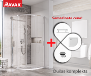 RAVAK SET6 dušas komplekts: BLSCP4-90 bright alu/Transparent ar Elipso Pro-90 Chrome paliktni 