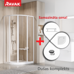 RAVAK SET1 dušas komplekts: SKCP4-90 balts/Transparent ar Elipso Pro-90 Chrome paliktni 