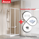RAVAK SET2 dušas komplekts: SRV2-75+SRV2-90 195 S balts/Transparent ar Aneta 75x90 PU-R paliktni, sifons X01309 