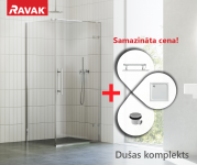 RAVAK SET3 dušas komplekts: COSD1-90 + COPS-90 chrome/Transparent ar Perseus Pro-90 Chrome  paliktni 