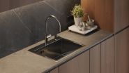 WISENT W35044 Satin virtuves izlietne 50x44 ar dozatoru un sifonu 
