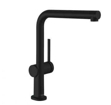 HANSGROHE Talis M54 210 1jet virtuves jaucējkrāns ar izvelkamu dušu matēts melns HG72808670 
