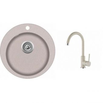 AQUASANITA CLARUS Virtuves izlietne Dn 505 SR100W ar TAP5523 jaucējkrānu beige 