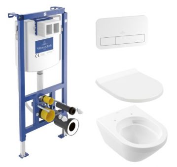 Villeroy & Boch komplekts - ViConnect rāmis, taustiņš balts, Architectura TF[e3] pods ar QR/SC vāku 4616D301 