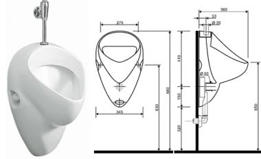 KOLO NOVA urināls FELIX pievads no augšas 26011 