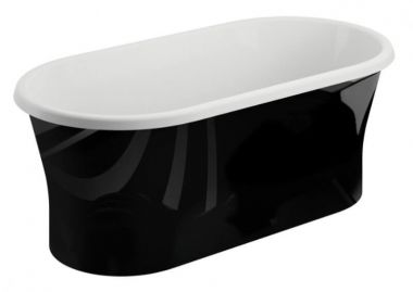 Polimat AMONA NEW Brīvi stāvoša vanna ar sifonu 150x75 melna spīdīga 00058 