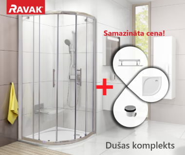 RAVAK SET16 dušas komplekts: XP1CP4-90 bright alu/Transparent ar Elipso Pro-90 Flat paliktni 