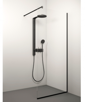 KAIRA Black dušas siena 100x200 caurspīdīgs stikls 