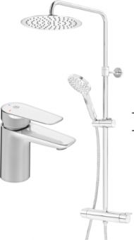 ATLANTIC ROUND dušas sist. ar termostatu + izlietnes maisītājs Atlantic hroms 41211399 