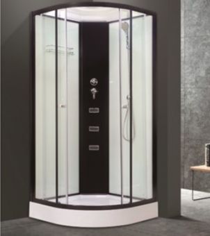 AKCIJA! AQUALINE OW-8054 BLAC/WHITE dušas kabīne ar masāžu 90x90 L018054WH 