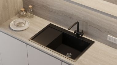 WISENT W37851B-R Grafit virtuves izlietne 78x51 ar dozatoru un sifonu 