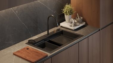 WISENT WG37546B Grafit virtuves izlietnes 75x46 komplekts 