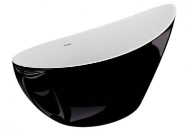 Polimat ZOE Brīvi stāvoša vanna ar sifonu 180x80 melna spīdīga 00257 