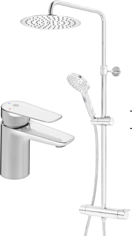 ATLANTIC ROUND dušas sist. ar termostatu + izlietnes maisītājs Atlantic hroms 41211399 