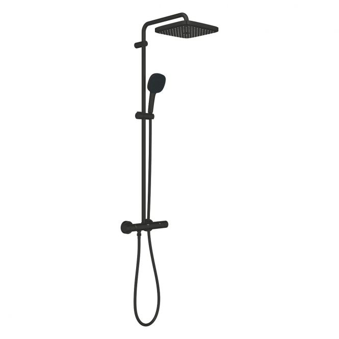 GROHE TEMPESTA 250 CUBE dušas sistēma ar termostatu matēta melna 266892431 